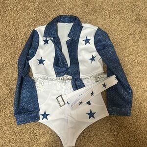 Girls Dallas Cowboys cheerleading costume. Size 130 aka US 6/7